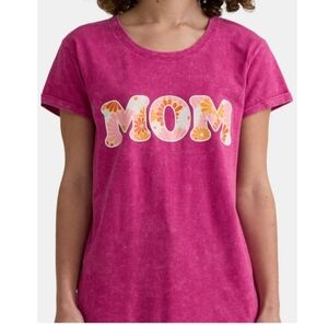 CELEBRATE! PINK DAISY MOM MINERAL WASHED SHORT SLEEVED TEE SHIRT